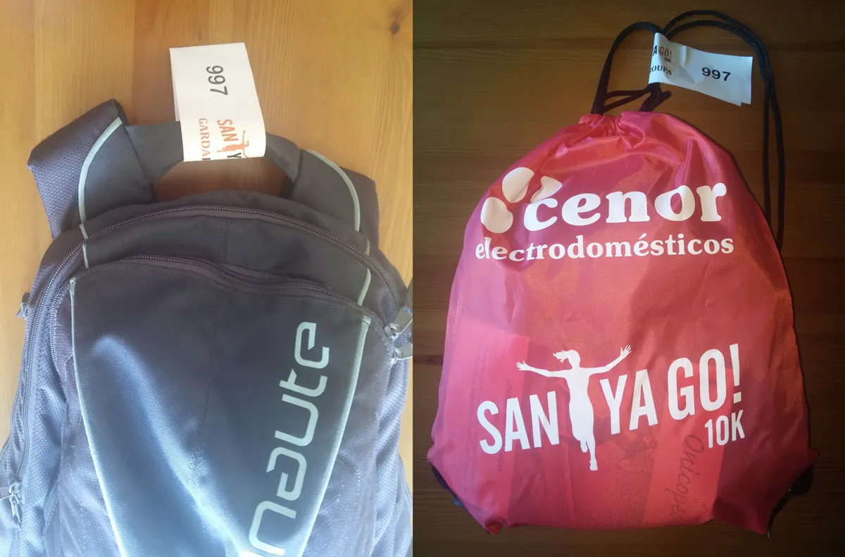 Exemplo de como colocar a pegatina na bolsa